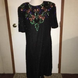 Royal Feelings Black sequined silk dress size med